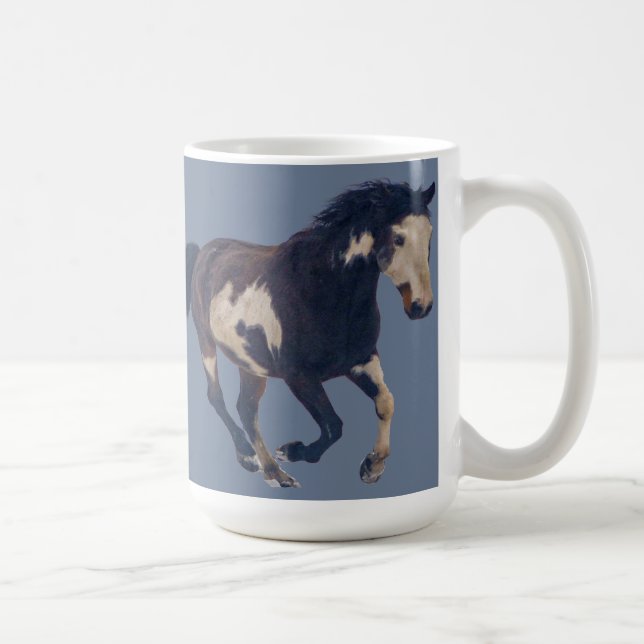Taza De Café Caballo de pintura Pinto americano de Galloping Wi (Derecha)