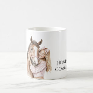 Taza De Café Caballo de vaca lechera occidente rosado Bow
