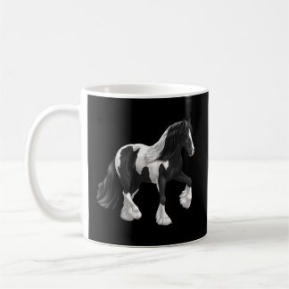 Taza De Café Caballo de Vanner Gypsy Pinto Blanco Negro