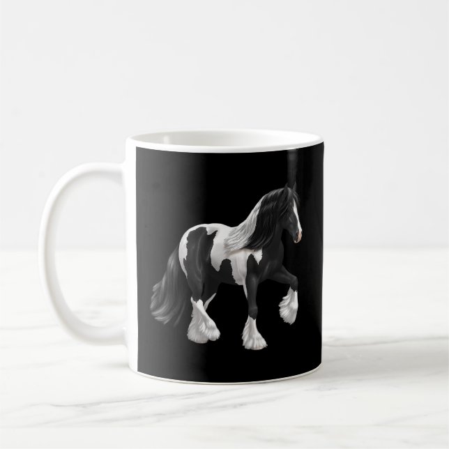 Taza De Café Caballo de Vanner Gypsy Pinto Blanco Negro (Izquierda)