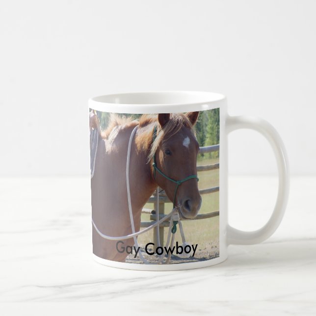 Taza De Café Caballo del caballo del caballo, vaquero gay (Derecha)