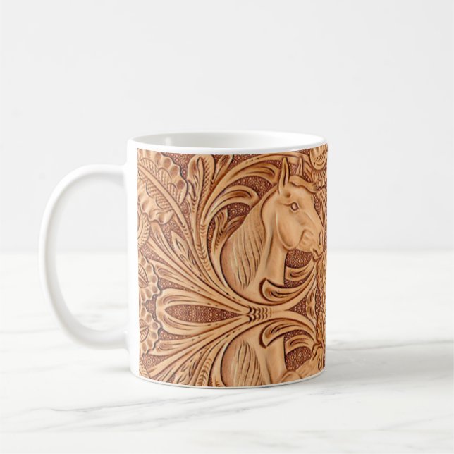 Taza De Café caballo ecuestre rústico de cuero de campo occiden (Izquierda)