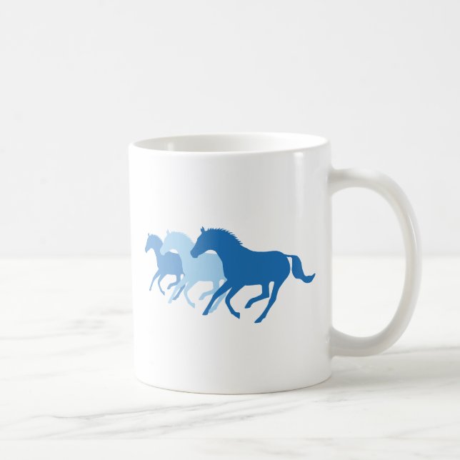Taza De Café Caballo en marcha (azul) (Derecha)