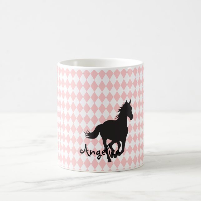 Taza De Café Caballo en plantilla del modelo del diamante (Centro)