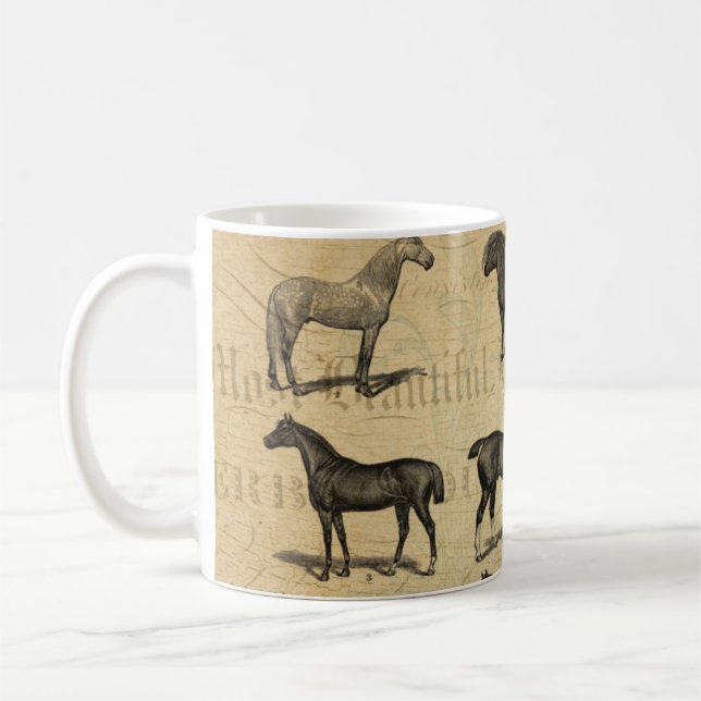 Taza De Café Caballo francés vintage (Izquierda)