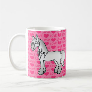 Taza De Café Caballo Gris de Dibujos Animados Gypsy Vanner Shir