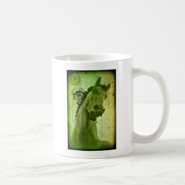 Taza De Café Caballo Grunge tipo postal (Derecha)