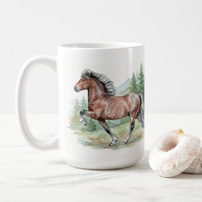 Taza De Café Caballo islandés acuarela Astrid (Con donut)