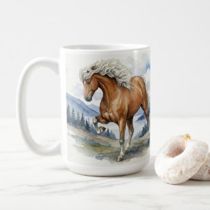 Taza De Café Caballo islandés Edda Silver bay en las montañas S