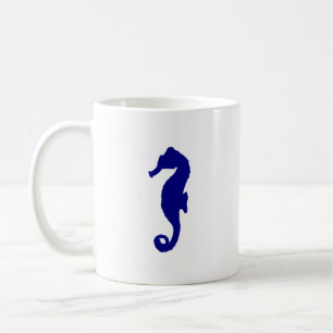 Taza De Café Caballo marino azul de la marina