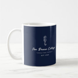 Taza De Café Caballo marino azul y blanco