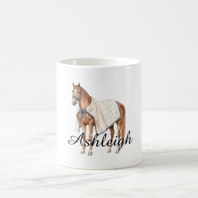Taza De Café Caballo marrón con manta (Centro)