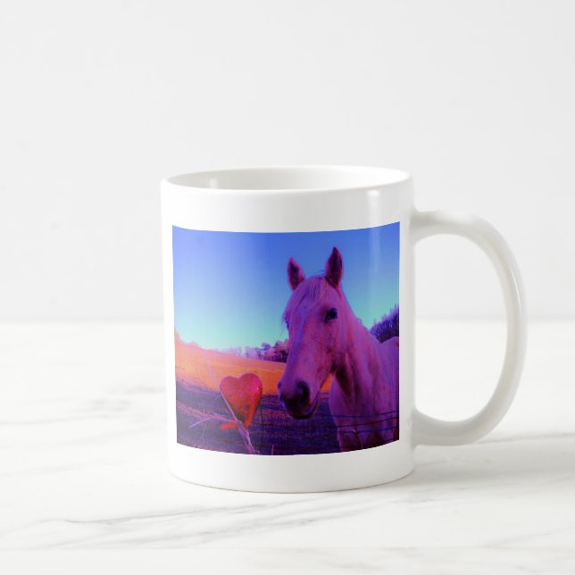 Taza De Café Caballo marrón y corazón rojo (Derecha)