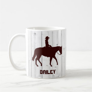 Taza De Café Caballo Mujer Caballo Occidental Mujer Madera Pers