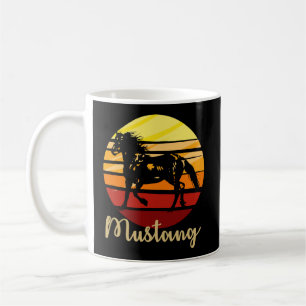 Taza De Café Caballo Mustang Corriendo Al Atardecer