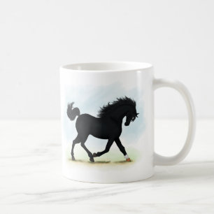 Taza De Café Caballo negro con estrella y pavo (Belleza negra)