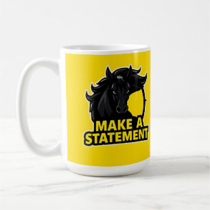 Taza De Café Caballo Negro en Negrita con Texto Motivacional
