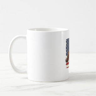 Taza De Café Caballo Patriótico Diseño Vectorial Western Vintag