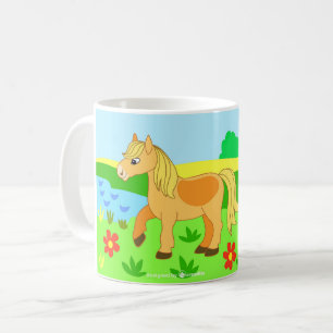 Taza De Café Caballo personalizado, ilustracion infantil