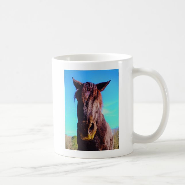 Taza De Café Caballo púrpura con boca verde (Derecha)