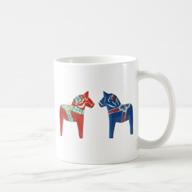 Taza De Café Caballo rojo y azul de Dala (Derecha)