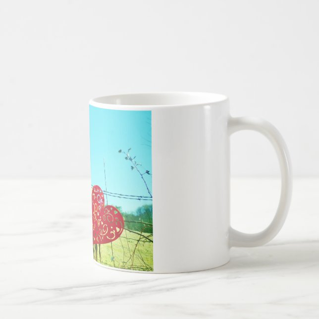 Taza De Café Caballo rubio y corazón rosado y rojo (Derecha)