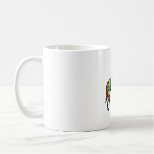 Taza De Café Caballo Tie Dye Grabado Antiguo Arte Vectorial