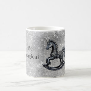 Taza De Café Caballo Unicornio Mágico Brillante Plateado