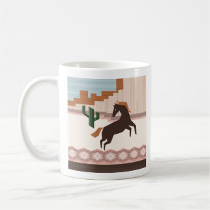 Taza De Café Caballo y cactus salvajes del suroeste