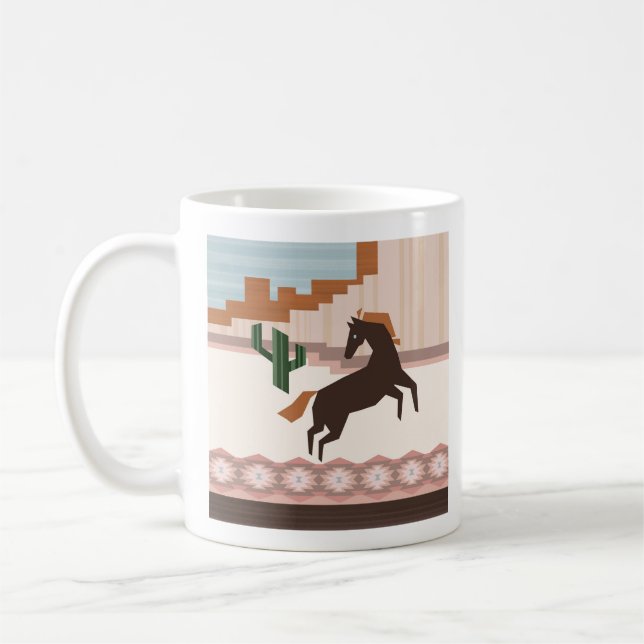 Taza De Café Caballo y cactus salvajes del suroeste (Izquierda)