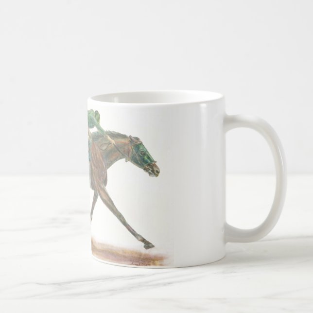 Taza De Café Caballo y jinete verdes de raza (Derecha)