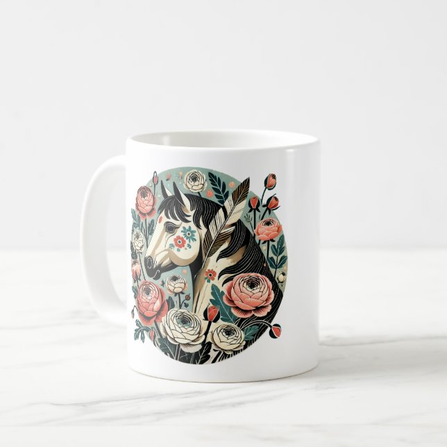 Taza De Café Caballo y plumas (Anverso izquierdo)