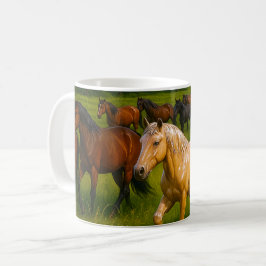 Taza De Café Caballos al galope Naturaleza