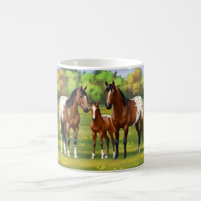 Taza De Café Caballos Appaloosa De La Bahía Marrón En Pastel De (Centro)