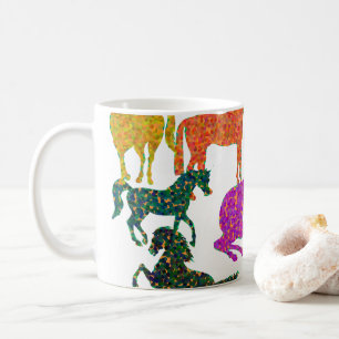 Taza De Café Caballos arco iris - "¡Tonto por caballos!"