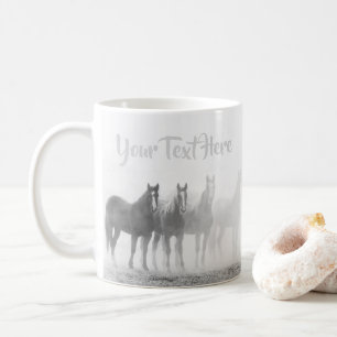 Taza De Café Caballos blancos y negros occidentales