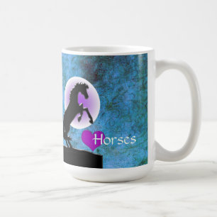 Taza De Café Caballos cardíacos V (azul/verde)