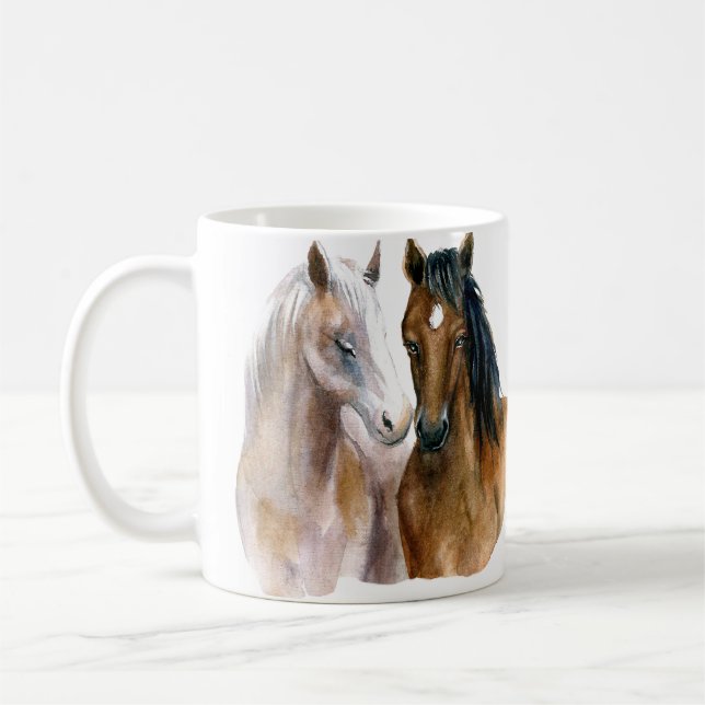Taza De Café Caballos de acuarela (Izquierda)