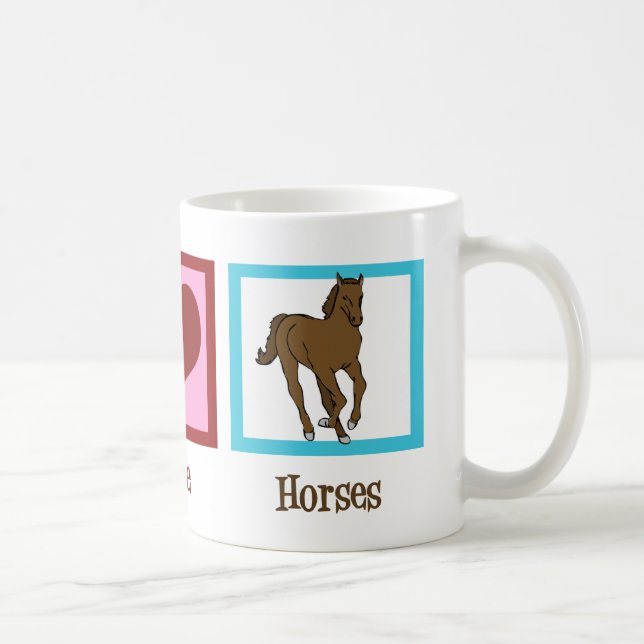 Taza De Café Caballos de amor por la paz (Derecha)