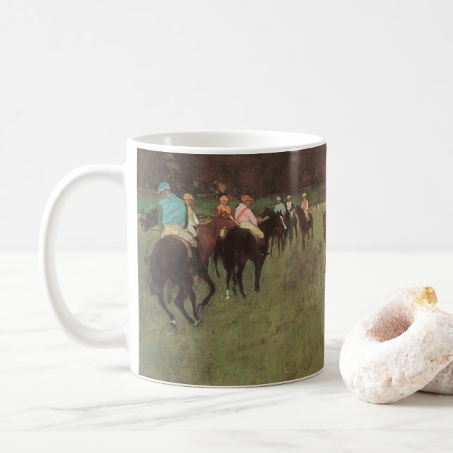 Taza De Café Caballos de carreras en Longchamp por Edgar Degas (Con donut)