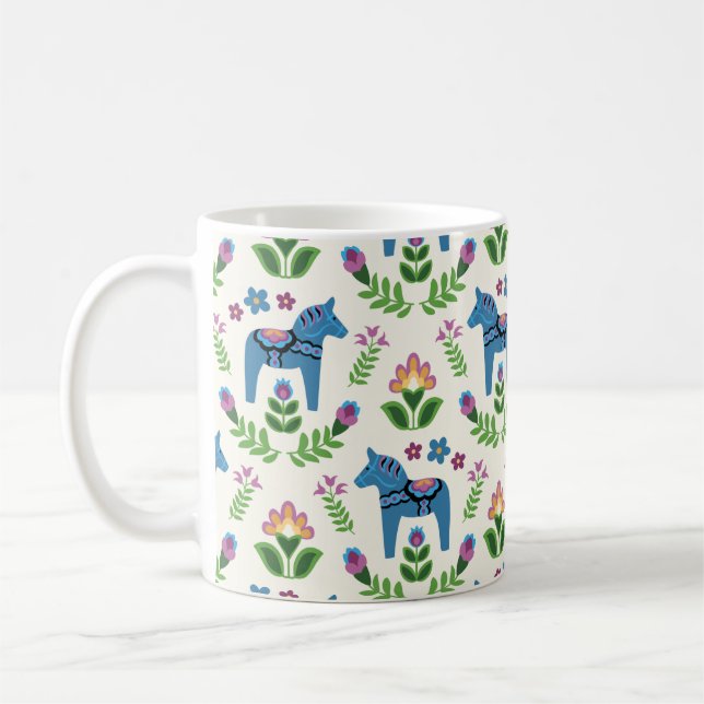 Taza De Café Caballos de dala azules suecos (Izquierda)