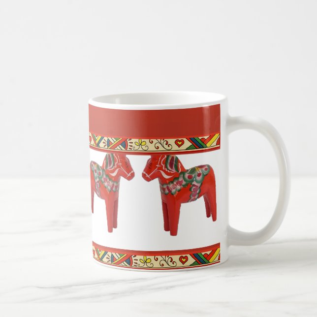 Taza De Café Caballos de dala suecos con Navidades en la fronte (Derecha)