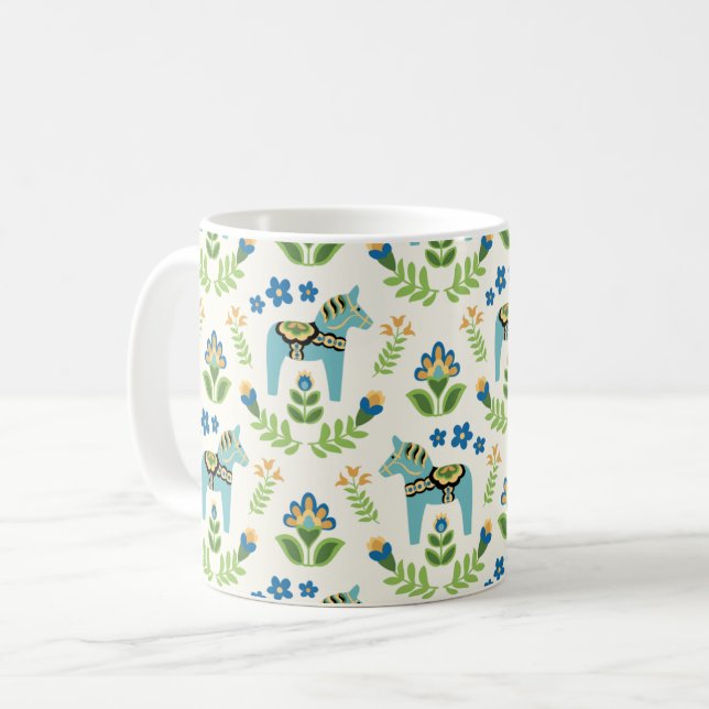 Taza De Café Caballos de dala suecos Verde azulados (Anverso izquierdo)