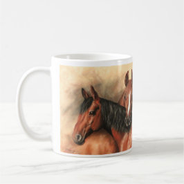 Taza De Café Caballos de la bahía y de los castaños