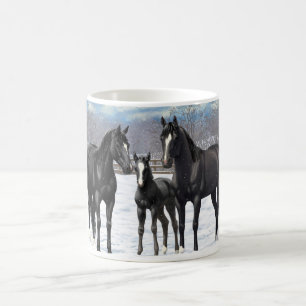 Taza De Café Caballos del Barrio Negro en Nieve
