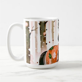 Taza De Café Caballos en un bosque rojo