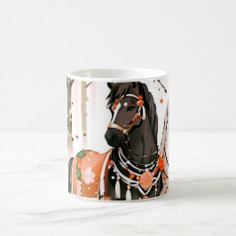 Taza De Café Caballos en un bosque rojo