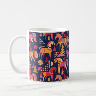 Taza De Café Caballos escandinavos: Diseño Decorativo y Seamles