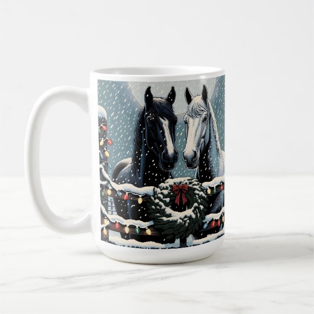 Taza De Café Caballos festivos | Feliz Navidad (Izquierda)