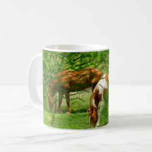 Taza De Café Caballos Hojas de Verano